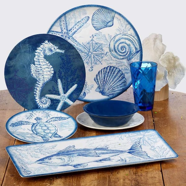 Oceanic 5-Piece Seasonal Multicolored Melamine 128 and 22 oz. Bowl Set