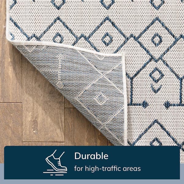 Medusa Nord Moroccan Tribal Light Blue 5 ft. 3 in. x 7 ft. 3 in. Flatweave Indoor/Outdoor Area Rug