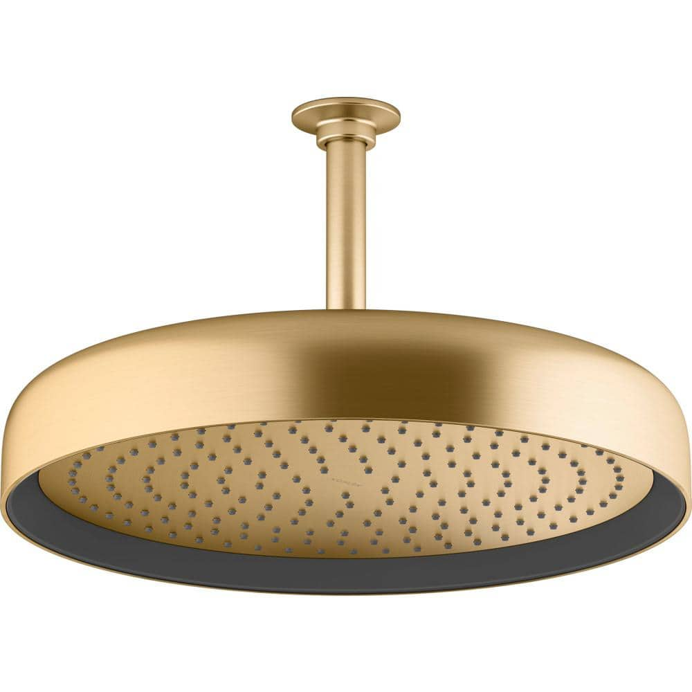 KOHLER Statement 1 Spray Patterns With 2 5 GPM 12 In Wall Mount Fixed   Vibrant Brushed Moderne Brass Kohler Fixed Shower Heads 26292 2mb 64 1000 