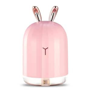 0.0581 Gal. 220 ml Cool Mist Humidifier Ultrasonic Air Diffuser Atomizer with 7 Color Breathing Lights Rabbit in Pink