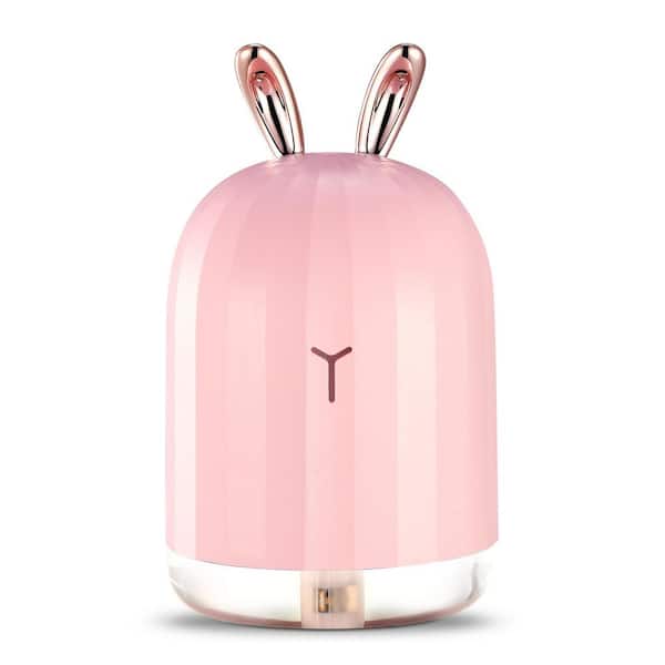 cenadinz 0.0581 Gal. 220 ml Cool Mist Humidifier Ultrasonic Air Diffuser Atomizer with 7 Color Breathing Lights Rabbit in Pink