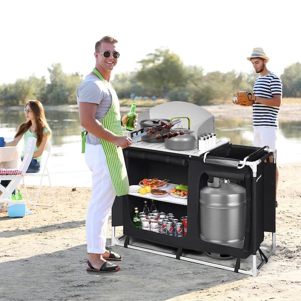 toenemen Vegen Infecteren Costway Portable BBQ Camping Grill Table Kitchen Sink Station with Storage  Organizer Basin Chair OP70294 - The Home Depot