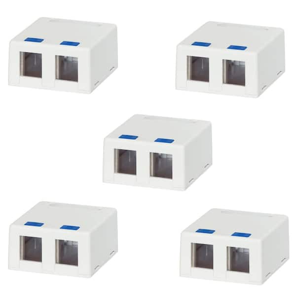 Commercial Electric 2-Port Category 5e and Category 6 Surface Mounting Box (5-Pack)