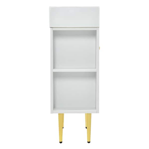 21.6 in. W x 12.2 in. D x 33.9 in. H Single Sink Freestanding Bath Vanity in White with White Ceramic Top