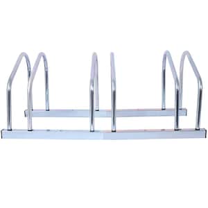 Indoor/Outdoor 3 Bikes Wheel Stand, Bike Parking Rack Storage Stand for 22-28" Wheel with Max. Tire width 2.15, Silver