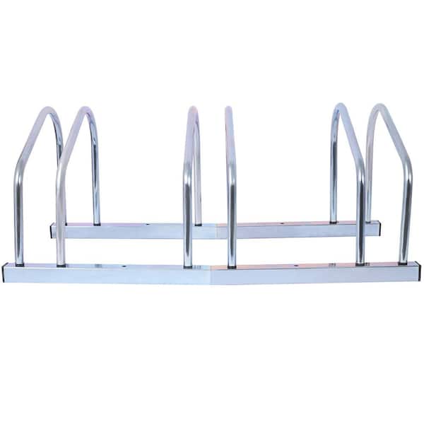 Misopily Indoor/Outdoor 3 Bikes Wheel Stand, Bike Parking Rack Storage Stand for 22-28 in. Wheel with Max Tire width 2.15, Silver