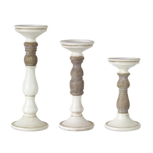 Ivory, Natural Resin Pillar Set of 3-Pack