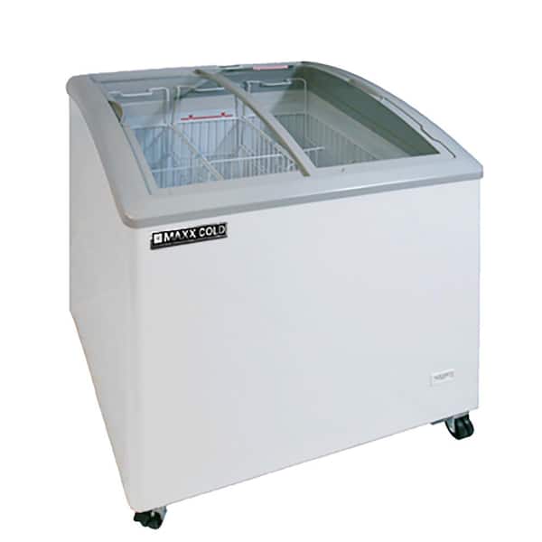 Maxx Cold 31 in. 5.8 cu. ft. Manual Defrost Chest Freezer in White with Sliding Glass Top Mobile Ice Cream Display