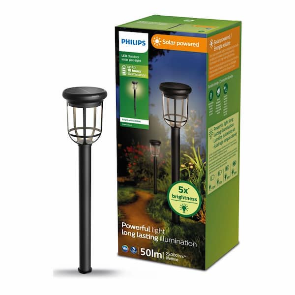 Capri Outdoor Solar Integrated LED Path Light Black High Brightness Weather Resistant Path Light (1-Pack)