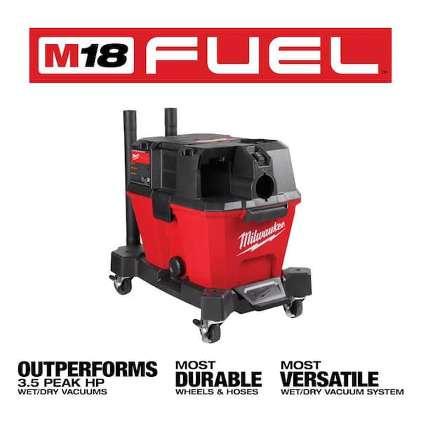 Milwaukee 0910-20-49-90-2030 M18 Fuel 6 gal. Cordless Wet/Dry Shop VAC W/Filter, Hose and AIR-TIP 1-1/4 in. - 2-1/2 in. (1-Piece) Flex Crevice Tool