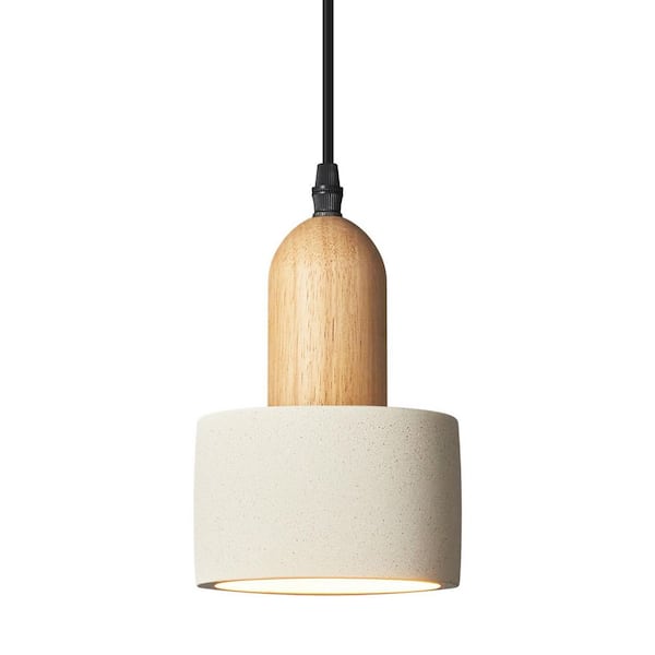 Modern Cement 1 light Pendant Lights White Chandelier Wooden Ceiling Lamps for Kitchen Island Bedroom Dining Room bar