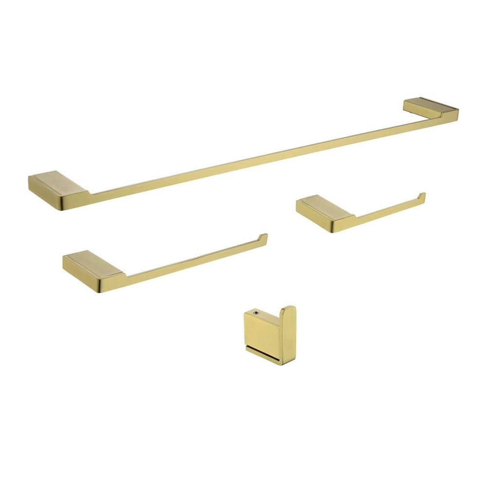 Funkol 4-piece Stainless Steel Bathroom Towel Rack In Brushed Gold 