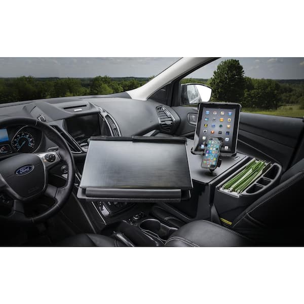 AutoExec Reach Desk Front Seat in Black withPhone Mount/Tablet