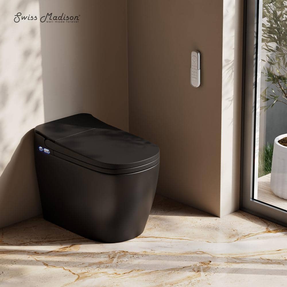 Matte Black High Efficiency One Piece Smart Toilet with Heated Bidet