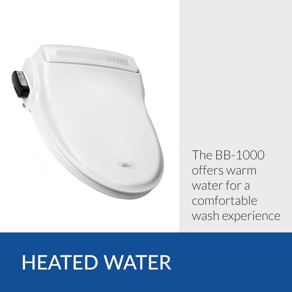 White Heated Round Electric Bidet Toilet Seat with Remote