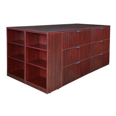 Magons Mahogany Stand Up Lateral File Quad with Bookcase End