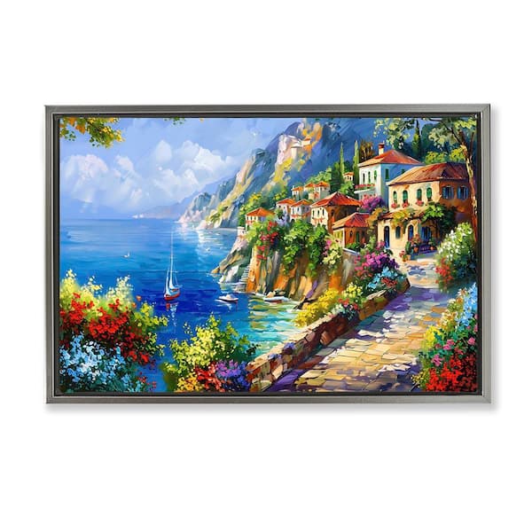 Stupell Industries Panoramic Mountain View by LSR Design Studio Gray Floater Frame Nature Graphic Art Print 21 in. x 31 in.
