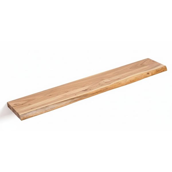 48 in. W x 8 in. D Rustic Solid Elm Wood Live Edge Floating Shelves Decorative Wall Shelf, Natural (1Pack)