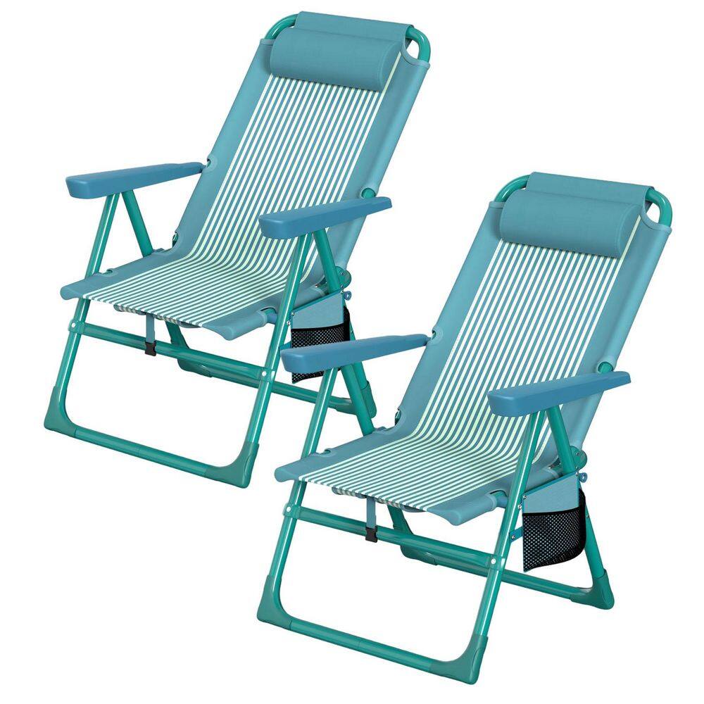 2-Pack Backpack Beach Chairs, 6-Position Metal Folding Chairs with Pillow, Cup Holder & Cooler Bag price history on PriceWatchPro