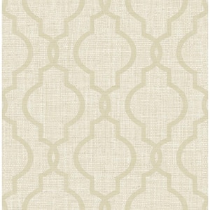 Geometric Jute Taupe Quatrefoil Paper Strippable Roll Wallpaper (Covers 56.4 sq. ft.)
