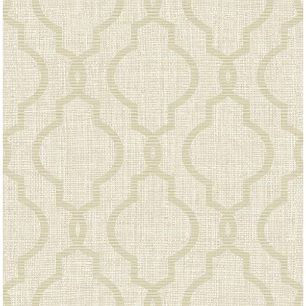Kenneth James Geometric Jute Taupe Quatrefoil Paper Strippable Roll Wallpaper (Covers 56.4 sq. ft.)