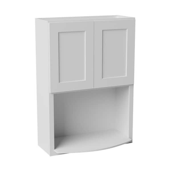 30 in. W x 17 in. D x 42 in. H Ready to Assemble Solid Wood Shaker Microwave Wall Kitchen Cabinet in White