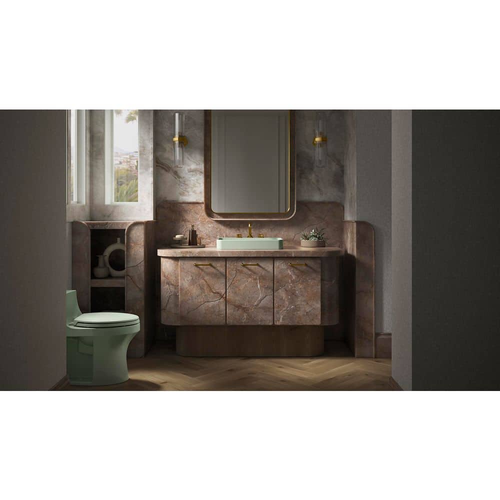 Moderne Brushed Gold Full Length Rectangular Vanity Mirror