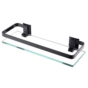 14 in. W x 5 in. D x 2 in. H Wall Mount Bathroom Glass Floating Shelf