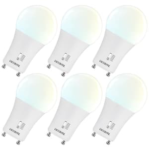 60-Watt Equivalent A19 LED Light Bulb CRI90 5CCT Dimmable 800 Lumens 9-Watt GU24 Base Damp Rated ETL Listed (6-Pack)