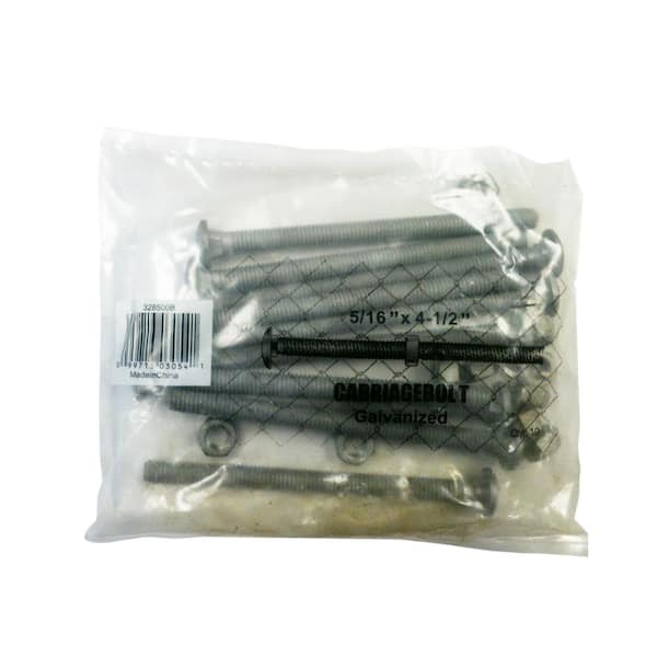5/16 in. x 4-1/2 in. Galvanized Steel Carriage Bolts with Nuts (10-Pack)