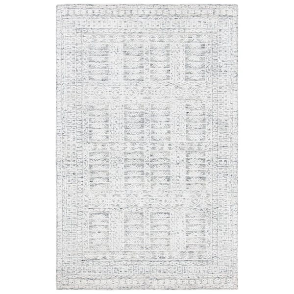 Glamour 9 ft. x 12 ft. Charcoal/Ivory Border Ornate Area Rug