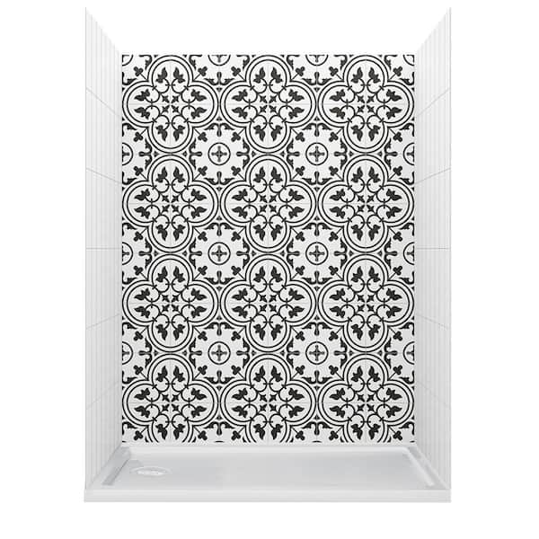 JETCOAT 60 in. L 36 in. W 78 in. H 2 Piece Alcove Shower Kit with Glue Up Shower Wall and Shower Pan in Cortona