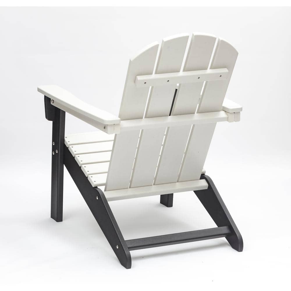Wildaven Black and White Plastic Adirondack Chair, AllWeather Outdoor