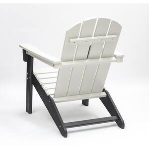Black and White Plastic Adirondack Chair, All-Weather Outdoor Patio Adirondack Chair, Weather Resistant for Deck, Lawn