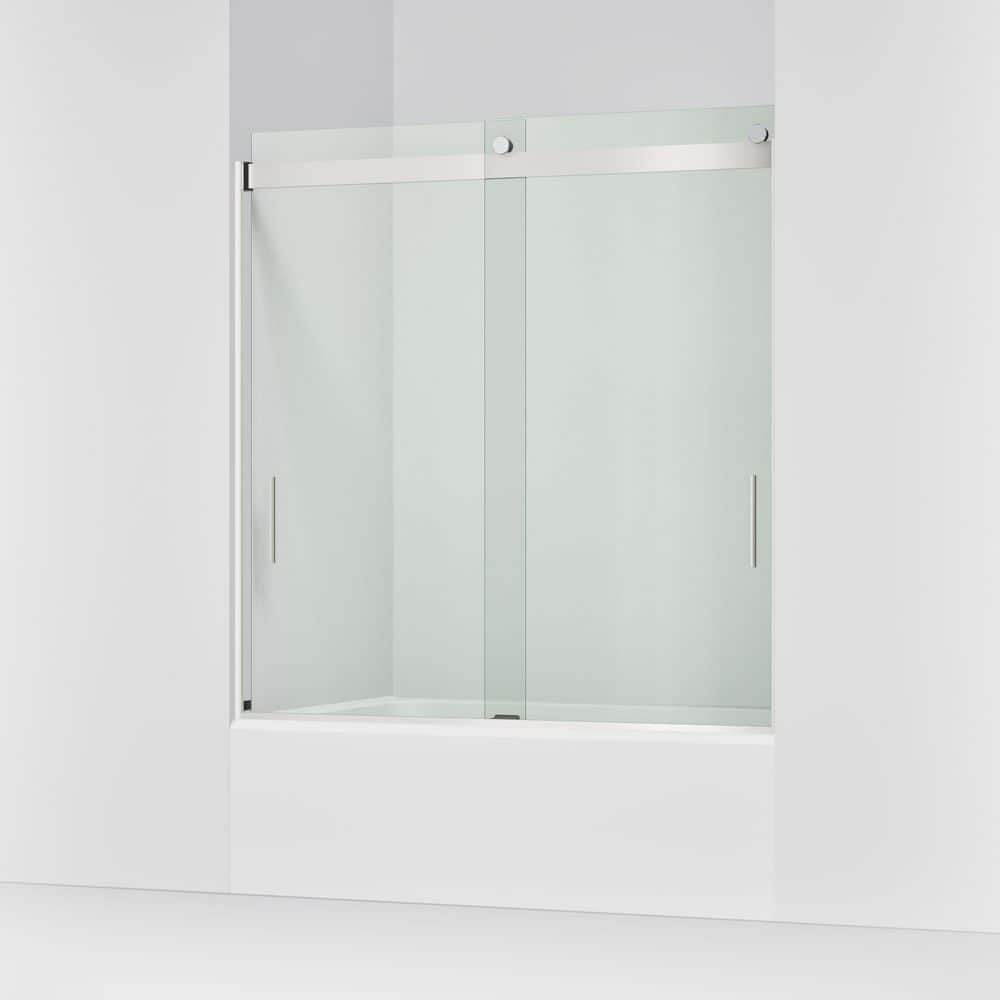 KOHLER Levity 56-60 in. W x 62 in. H Semi-frameless Sliding Tub