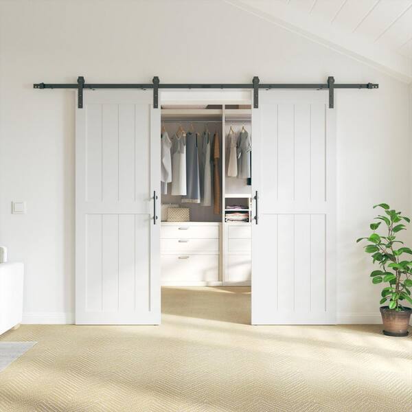 SANDING 60 in. x 84 in. Paneled White PVC H Shape MDF Assembly