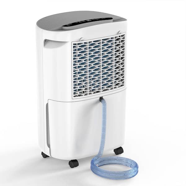 50 pt. 5,500 sq. ft. Home Dehumidifier for Basement, 20%-95% RH Adjustable Humidistat, with Bucket, Drain Hose in White