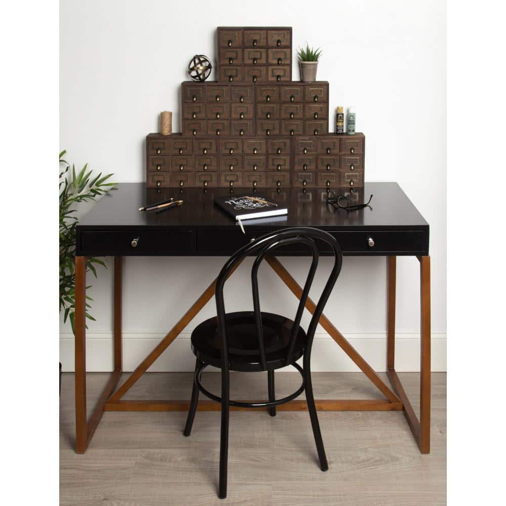 Rustic Brown Wood Desktop Organizer with 9 Apothecary Drawers