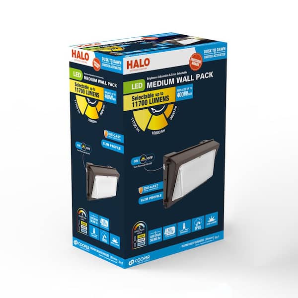 WXP 400-Watt Equivalent Integrated LED Bronze Dusk to Dawn Medium Wall Pack Light, Selectable CCT 3000/4000/5000K