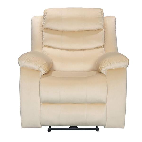 FC Design Beige Power Recliner with USB Port Pillow Top Arms Living Room Reclining Sofa Chair