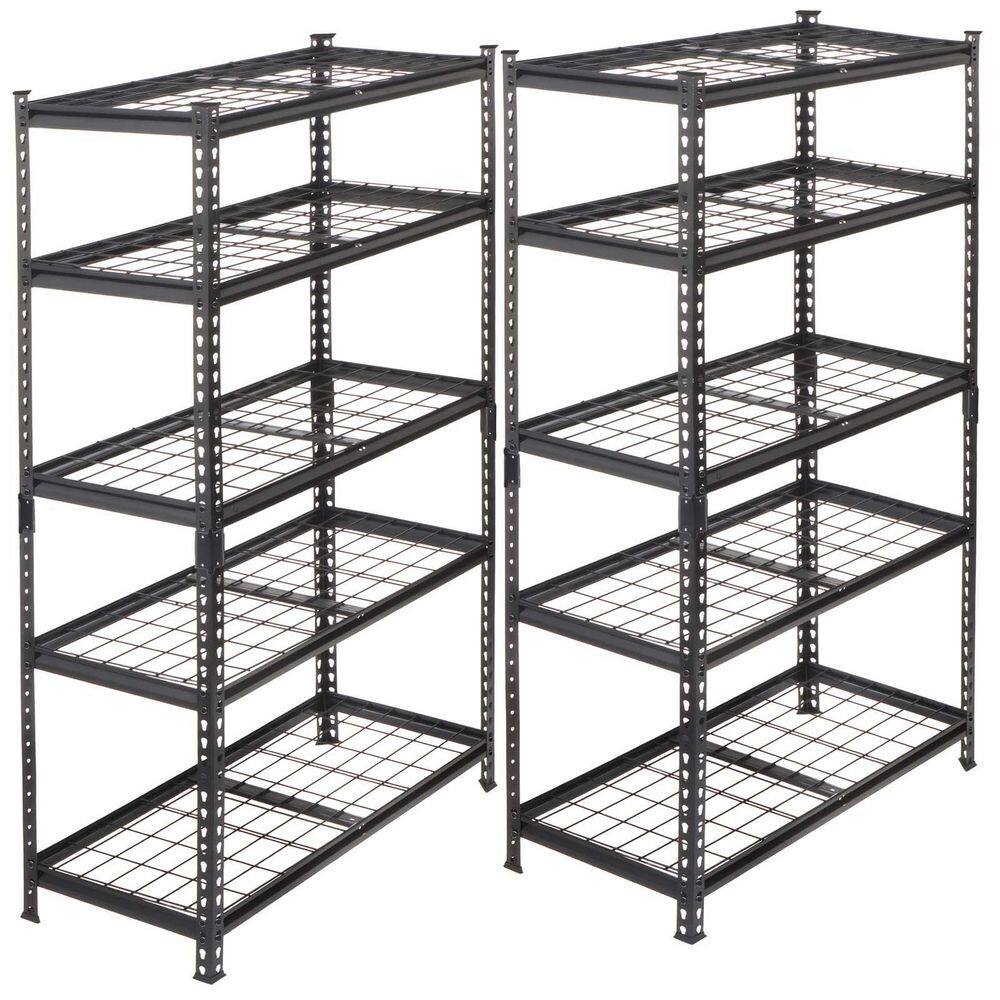 2-piece 5-Tier Steel Adjustable Storage Shelving Unit Plant Stand Heavy ...