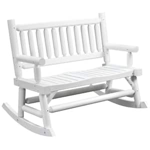 26.5 in. W 2-Person White Wood Outdoor Bench