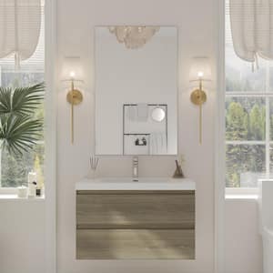 Aionor 48 in. W Single Sink Floating Bath Vanity in Ash Grey with