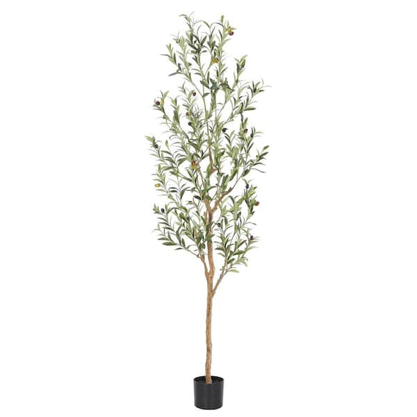 Unbranded 6 ft. Artificial Olive Tree in Pot, Faux Olive Tree with Natural Wood Trunk and Realistic Leaves and Fruits