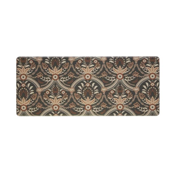 Laura Ashley Rust Floral 17.5 in. x 48 in. Anti-Fatigue Wellness Mat