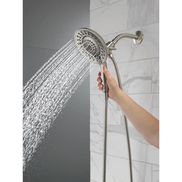 In2ition 5-Spray Patterns 2.5 GPM 6.81 in. Wall Mount Dual Shower Heads in Lumicoat Stainless