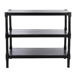 Rafiki 13.75 in. Black Rectangle Wood Console Table with Shelf