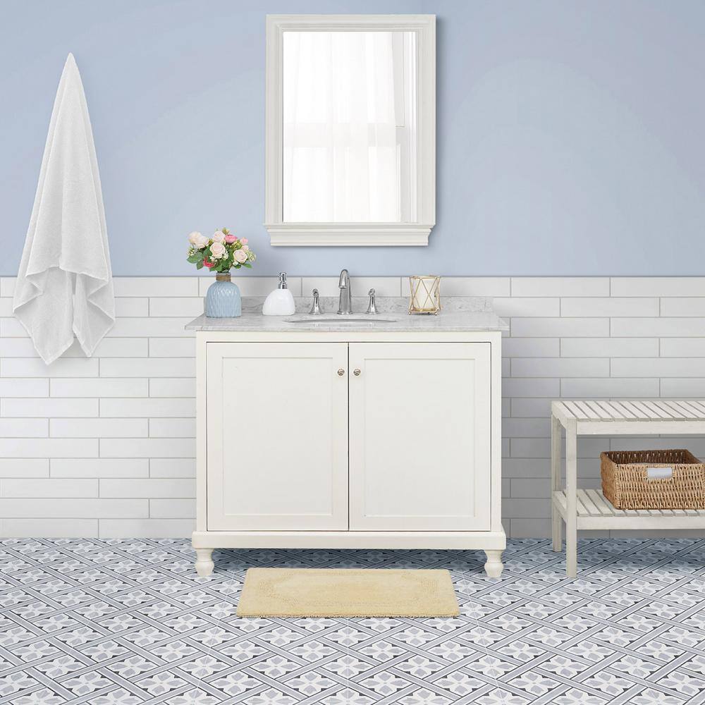 Yellow Cotton Reversible Bath Rug with Loop and High-Cut Fibers