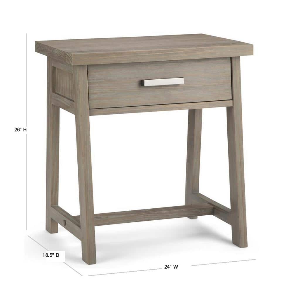 Sawhorse Solid Pine 24" Distressed Grey Modern Industrial Nightstand