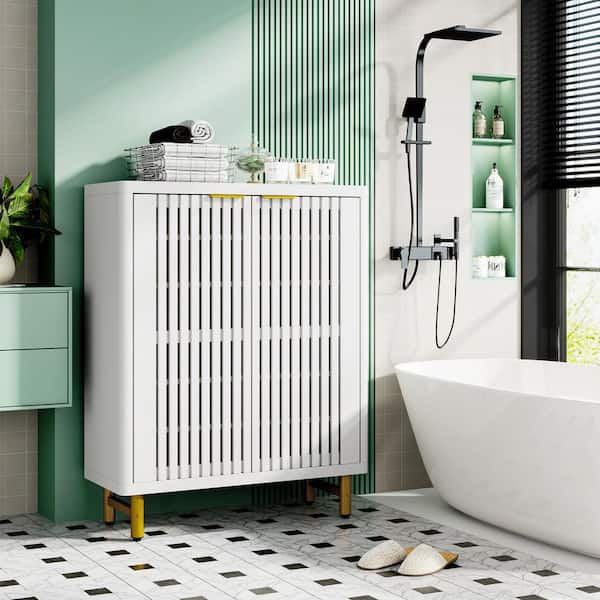 Ahlivia White Wood 33.46 in. Modern Sideboards, Storage Cabinet with 2 Doors and Adjustable Shelves